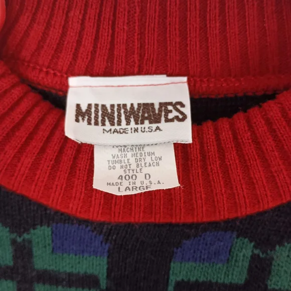 Vintage 80s Miniwaves Girls Multicolored Puppy Sweater size Large Preppy - Picture 7 of 7